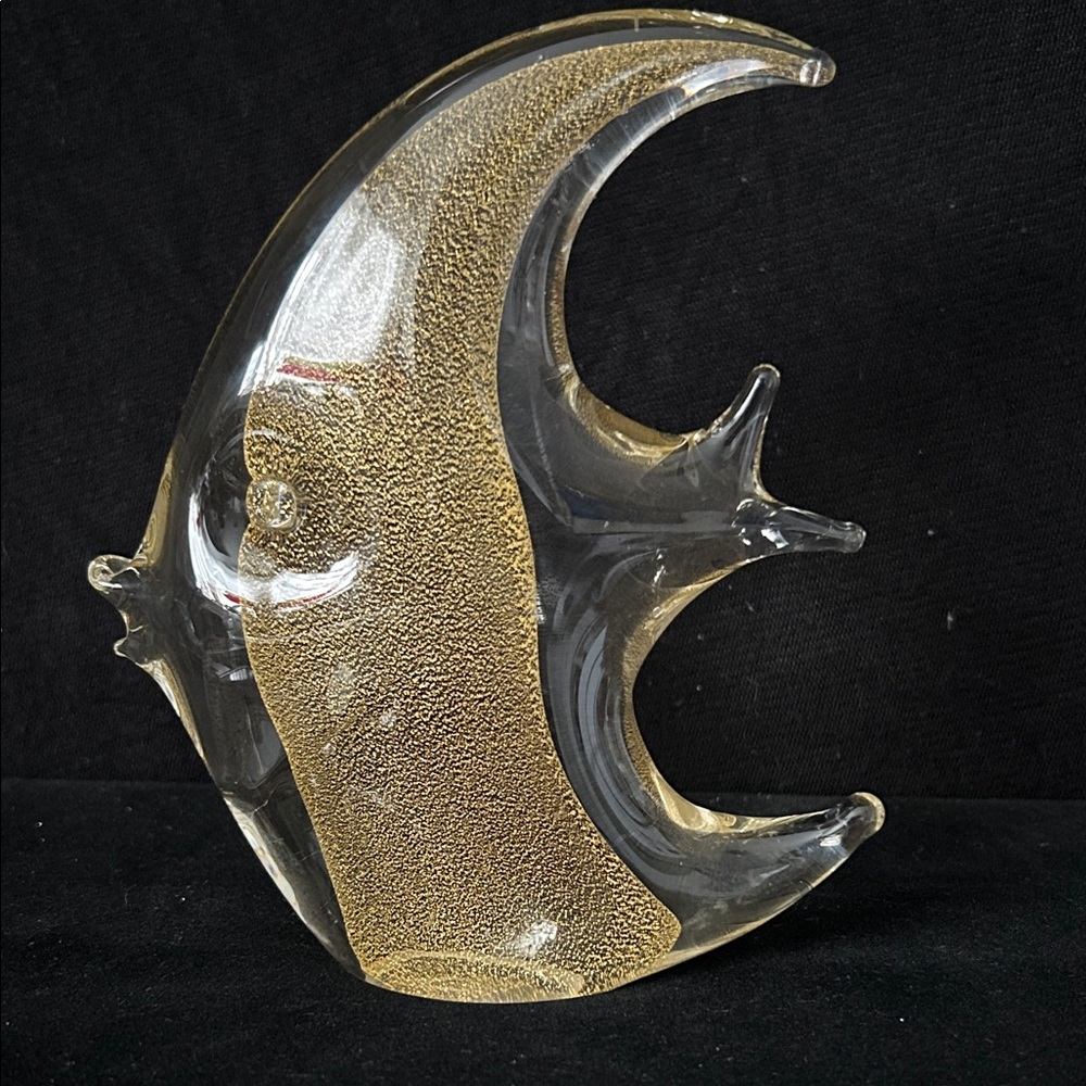 Artistic Gold and Clear Glass Fish Figurine